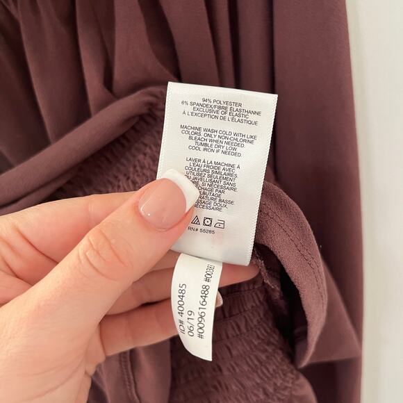 Express Purple Smocked Off the Shoulder Long Sleeve Top Size Medium - Picture 4 of 5